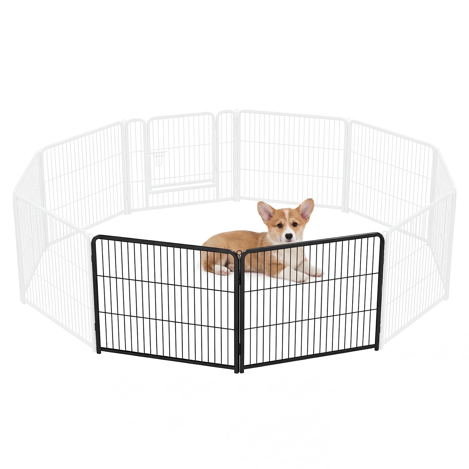 Dog Playpen Indoor  Metal 24 Inch 2 Panels Foldable Pet Fence With Door Outdoor Small Medium Large Puppy Portable Exercise Play Pen For Rv Camping Trips Yard