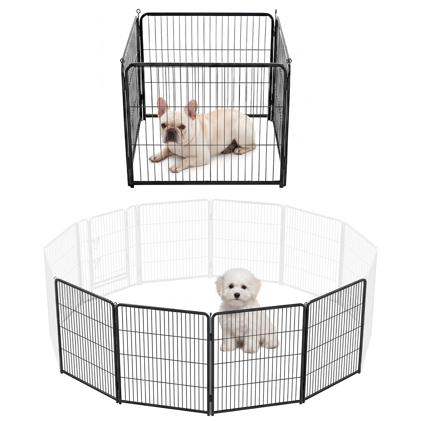 Dog Playpen Indoor  Metal 24 Inch 4 Panels Foldable Pet Fence With Door Outdoor Small Medium Large Puppy Portable Exercise Play Pen For Rv Camping Trips Yard