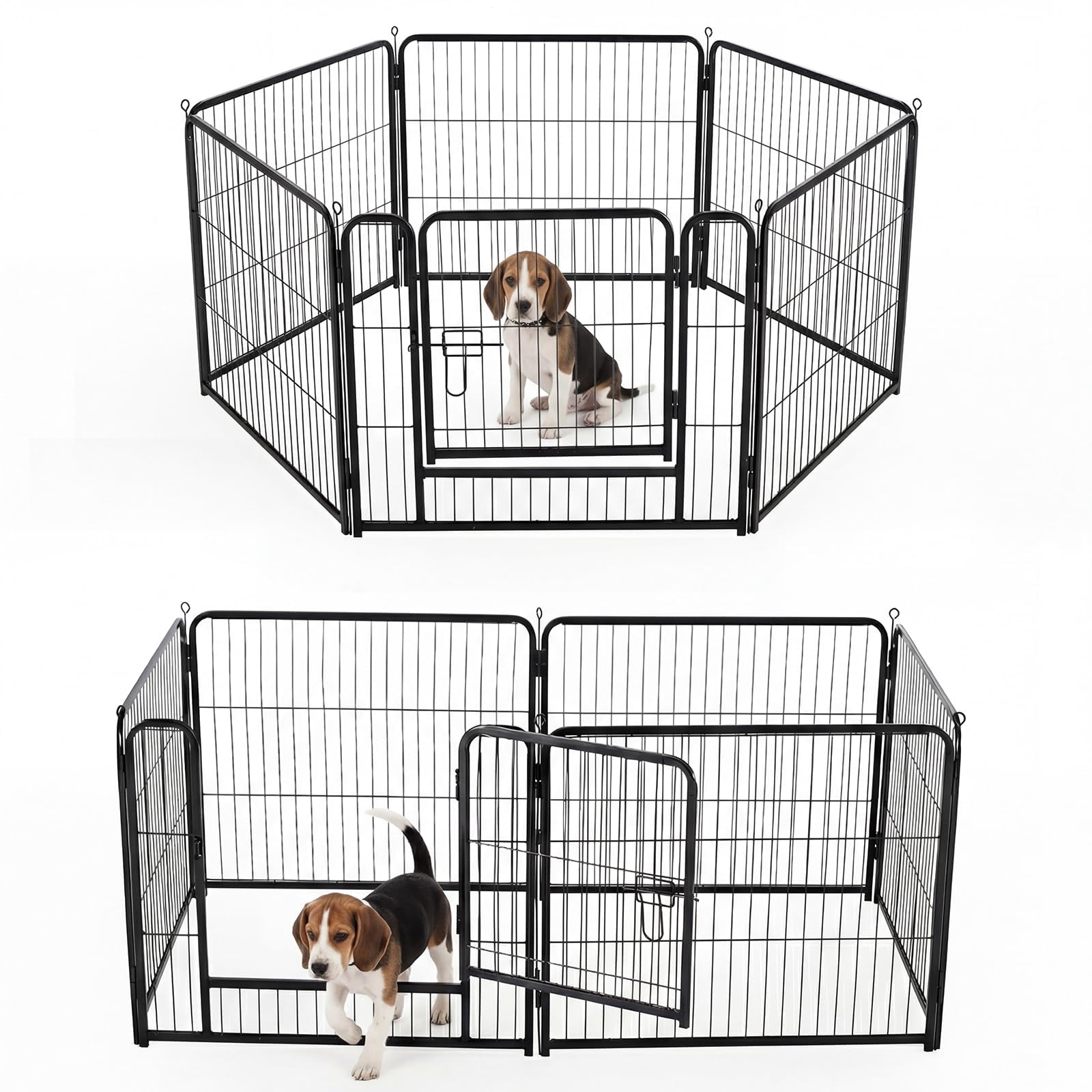 Dog Playpen Indoor  Metal 24 Inch 6 Panels Foldable Pet Fence With Door Outdoor Small Medium Large Puppy Portable Exercise Play Pen For Rv Camping Trips Yard
