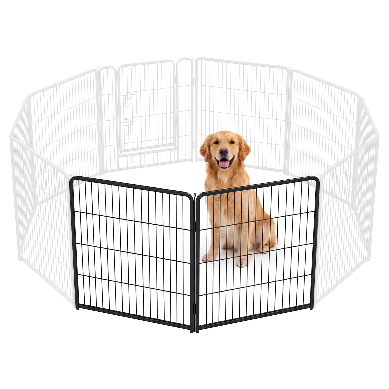 Dog Playpen Indoor  Metal 32 Inch 2 Panels Foldable Pet Fence With Door Outdoor Small Medium Large Puppy Portable Exercise Play Pen For Rv Camping Trips Yard