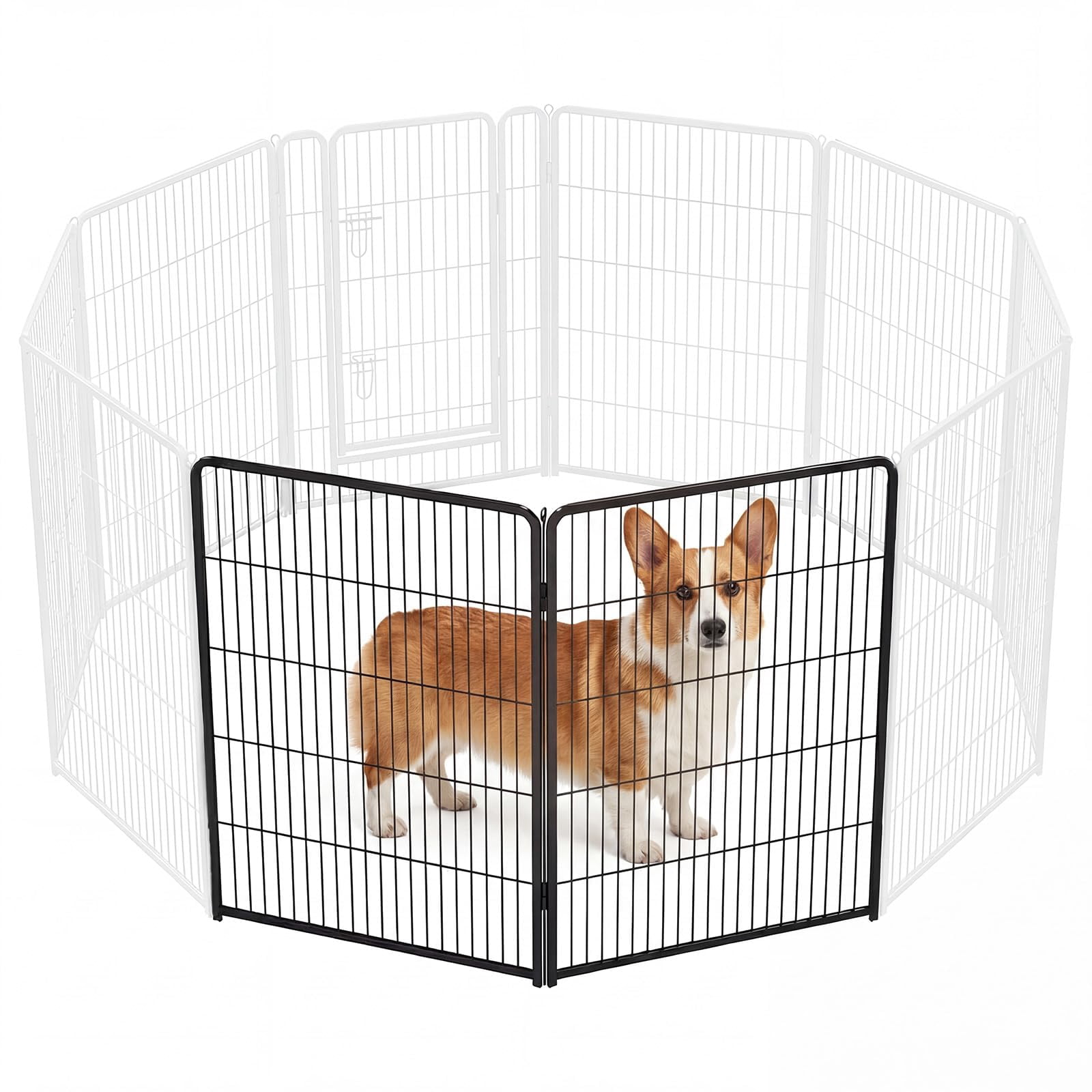 Dog Playpen Indoor  Metal 40 Inch 2 Panels Foldable Pet Fence With Door Outdoor Small Medium Large Puppy Portable Exercise Play Pen For Rv Camping Trips Yard