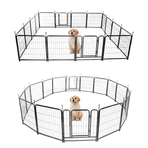 Dog Playpen Indoor Outdoor, 16 Panels 24" Height Pet Playpen, Dog Exercise Pen Barrier Kennel with Door, Portable Cat Duck Chicken Puppy Fence