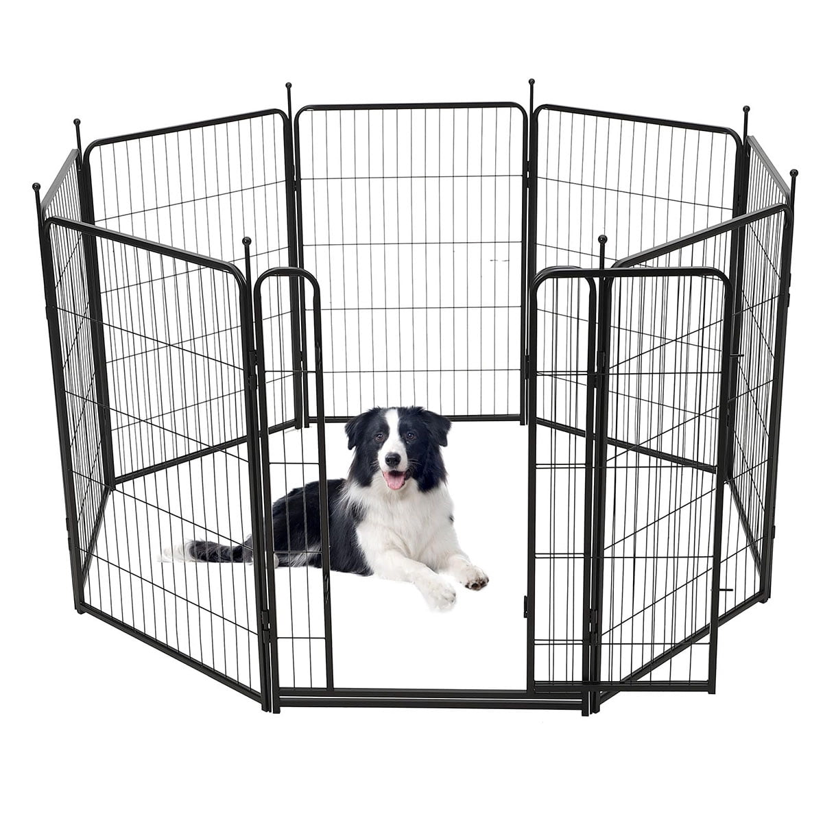 Dog Playpen Indoor/Outdoor,40" Height 18 Ft(L) 8 Panels Pet Play Pen, Stress-Free and Safe Play,Portable Metal Pet Exercise Pen for Rv Camping Garden Yard, Wide Door Low Threshold, Quick Install