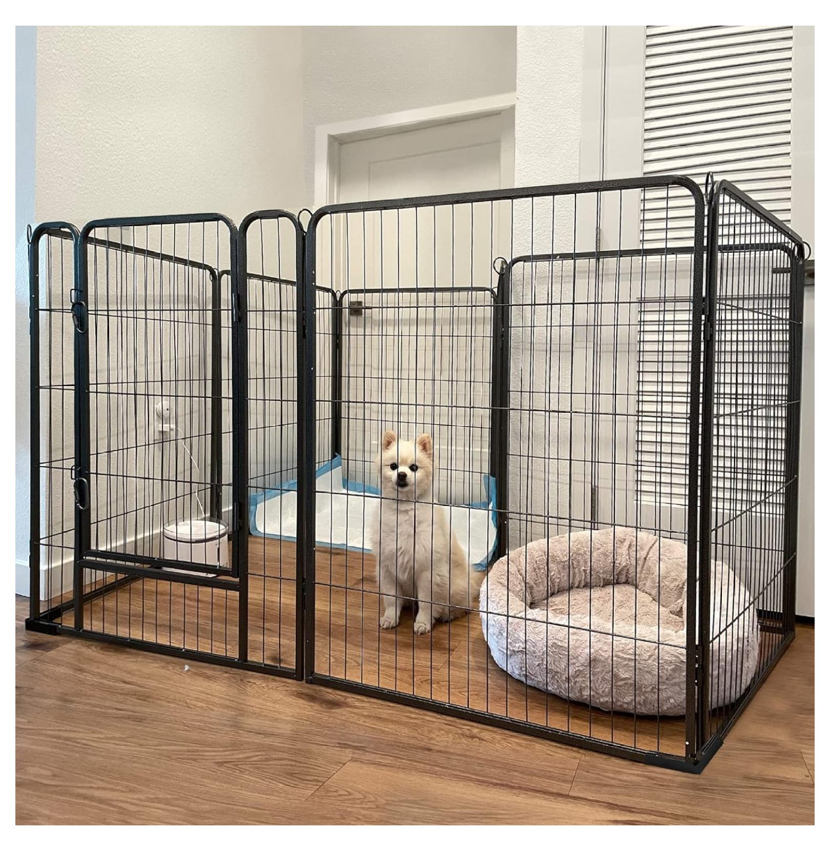 Dog Playpen Indoor & Outdoor Foldable Pet Exercise Fence Pen with Door