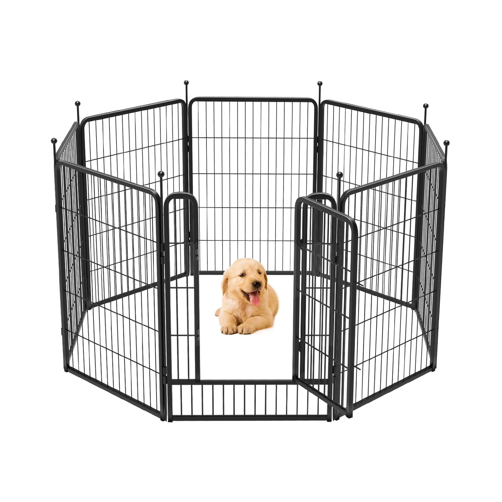 Dog Playpen Indoor/Outdoor,Pet Play Pen, Stress-Free and Safe Play,Portable Metal Pet Exercise Pen for Rv Camping Garden Yard, Wide Door Low Threshold, Quick Install