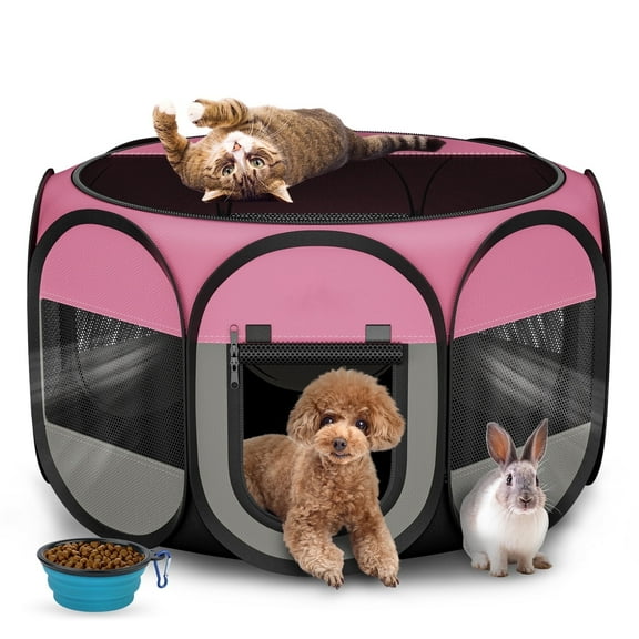 Dog Playpen for Indoor Play Rest Small Pet Playpen Tent for Cats Puppy up to 10lbs Travel 29inch Breathable Playpen for Pets