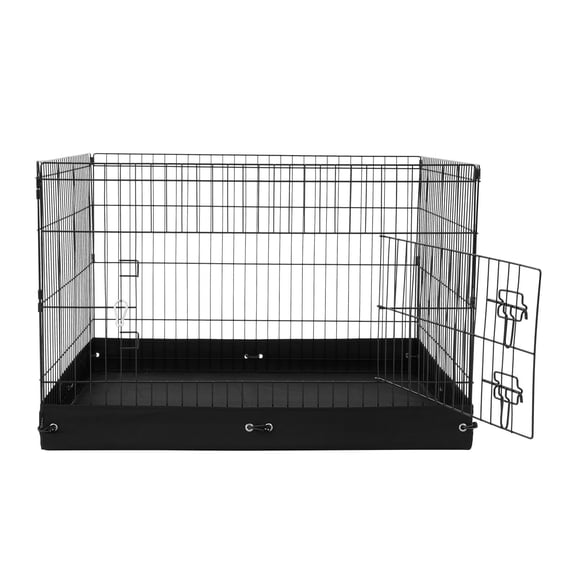 Dog Playpen Metal Foldable 4 Panels 24x36 Inch Indoor Outdoor with Door and Oxford Bottom Pad for Small Animals Dogs Cats