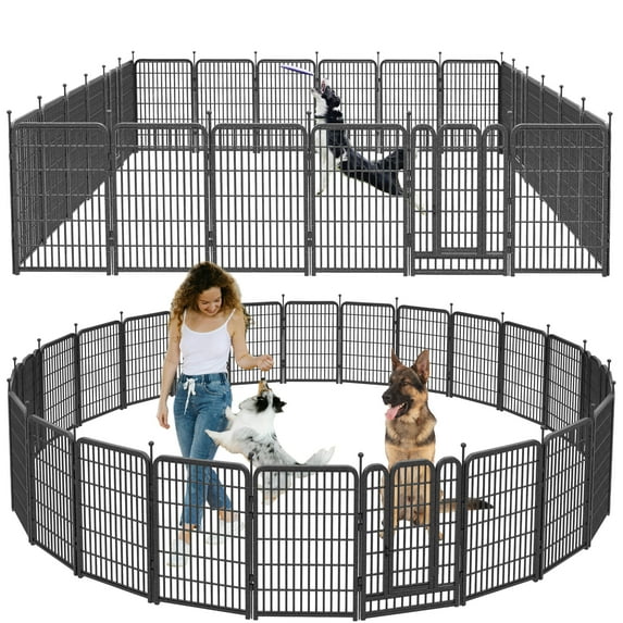 Dog Playpen Outdoor, 32" Height*24Panels Dog Fence with Anti-Rust Paint Finish for Large/Medium/Small Dogs, Portable Pet Playpen for Puppy Yard, Camping Play