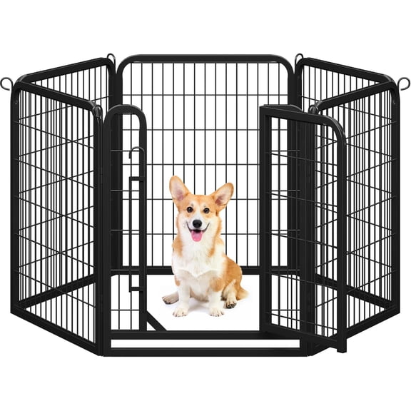 Dog Playpen Outdoor, 32 inch 6 Panels Dog Pen Indoor Heavy Duty Puppy Exercise Pen Metal Pet Fence for RV Camping/Yard/Garden