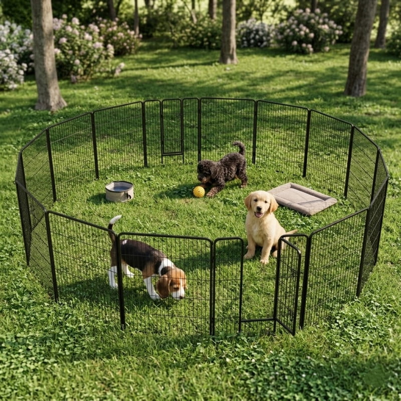 Dog Playpen Outdoor, 40 inch Dog Pen Indoor Heavy Duty Puppy Exercise Pen Metal Pet Fence for RV Camping/Yard/Garden(16 Panels)