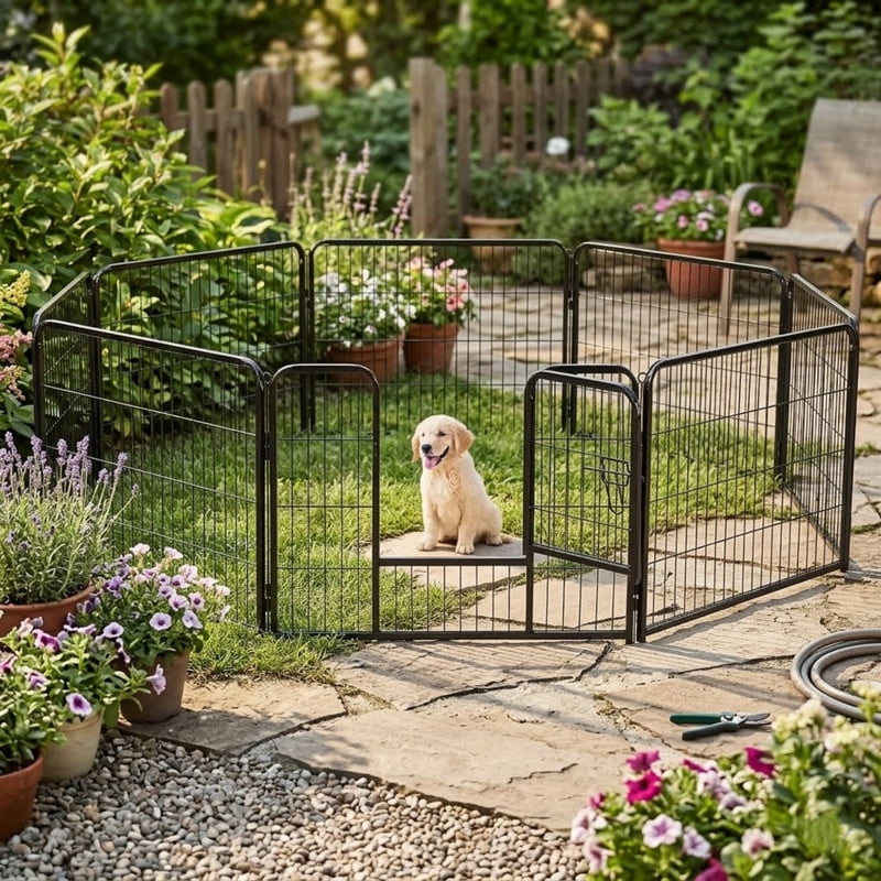 Dog Playpen Outdoor, 40 inch Dog Pen Indoor Heavy Duty Puppy Exercise Pen Metal Pet Fence for RV Camping/Yard/Garden(8 Panels)