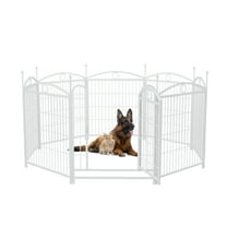 Dog Playpen Outdoor Dog Kennel Heavy Duty Iron Portable Dog Pens 32" Foldable 8 Panels Dog Fence With door Puppy Playpen For Large Medium Small Pets RV Camping Yard