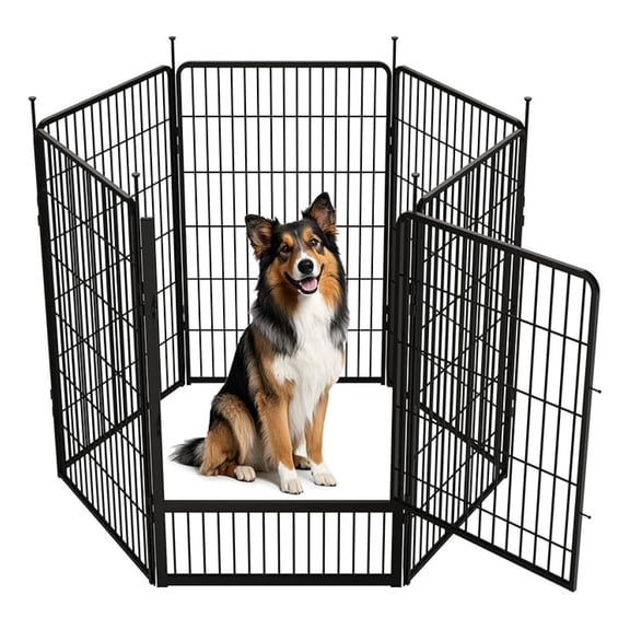 Dog Playpen Outdoor, Heavy Duty 45 Inch 6 Panels with Wider Door for Large Dogs, Free and Safe Play Dog Fence Indoor, Black