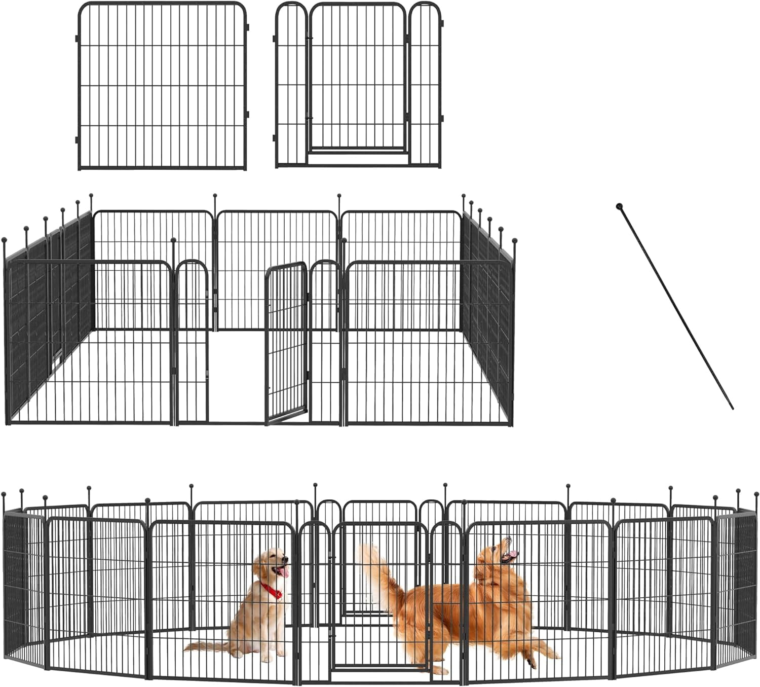 Dog Playpen Outdoor/Indoor,24" Height 16 Panels Dog Fence,Dog Pen with Anti-Rust Coating for Medium/Small Dogs, Puppy, Portable Pet Playpen for Yard, RV, Camping.32*32*16