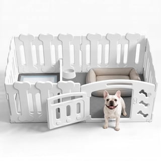 Dog Playpen with Door, 24” 6-Panel Plastic Puppy Playpen for Small & Medium Dogs, Indoor/Outdoor, Easy to Assemble & Clean