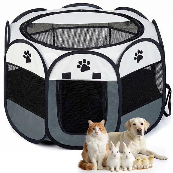 XLarge Cat Playpen Dog Playpen Cat Tent Puppy Playpen, DOMIPET Dog Kennel Foldable Pet Fence, Chicken Brooder Box, Portable Small Animal Playpen, Breathable Pet Playpen Indoor for Chick
