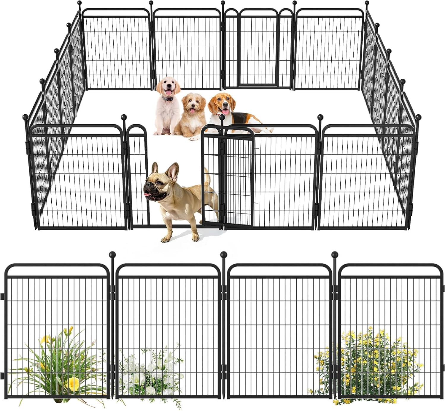 Illustration of Outdoor Dog Playpens With Shade And Gates