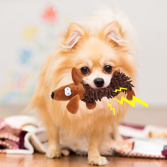 Dog Plush Mop Toy Squeaky Interactive Chew Toy For Teeth Cleaning & Play