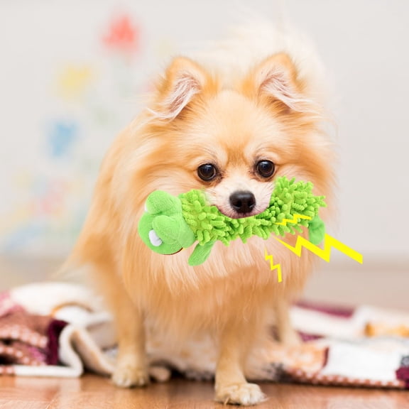 Dog Plush Mop Toy Squeaky Interactive Chew Toy For Teeth Cleaning & Play