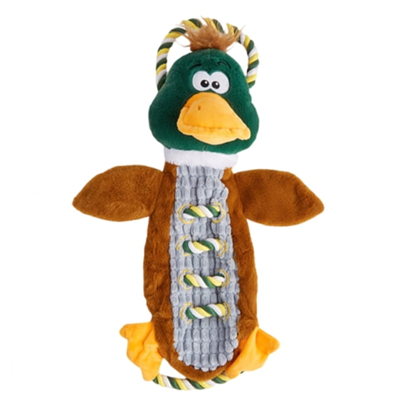 Dog Plush Squeaky Rope Toy - 18" Interactive Chew Toy for Pet - Cotton Rope with Cartoon Animal Design for Puppy Training-and-Play, C