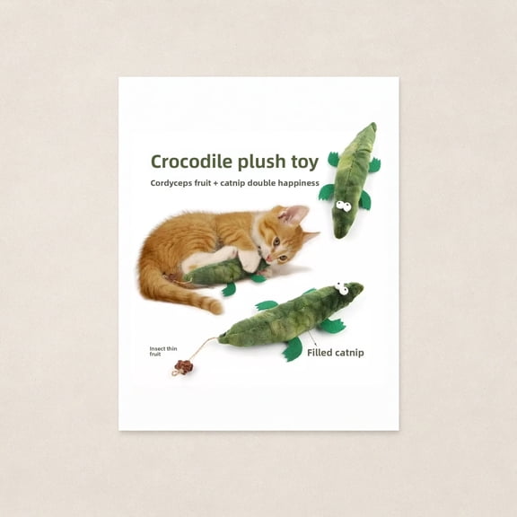 Dog Plush Squeaky Toy, Crocodile Shaped Toy with Catnip for Interactive Play, Boredom Relief and Teething for All Breeds
