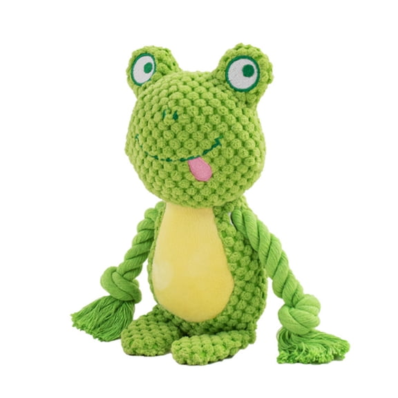 Dog Plush Squeaky Toy, Frog Plush Dog Toy, Stuffed Animal Dog Plush Chewing Toy , Cotton Rope Interactive Toys for Puppy, Small, Middle Dogs C, 7.5"