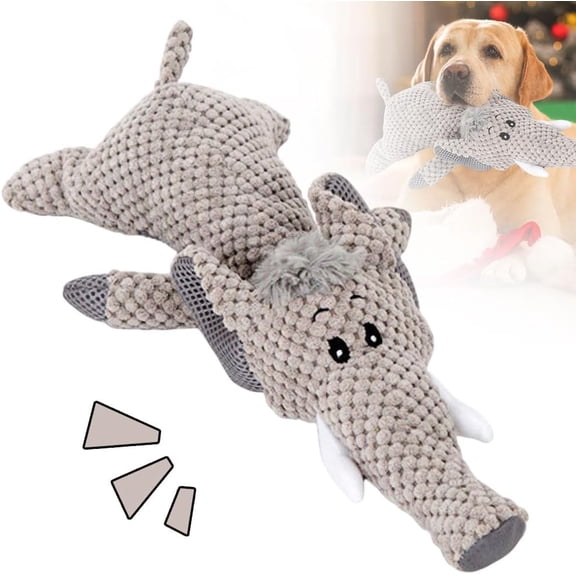 Dog Plush Toys for Aggressive Chewers, Dog Toys Indestructible Dog Puppy Squeaky Chew Toys, 2026 Interactive Dog Toys for Heavy Chewers Durable Chew Toys Dog Plush Toy (Grey)
