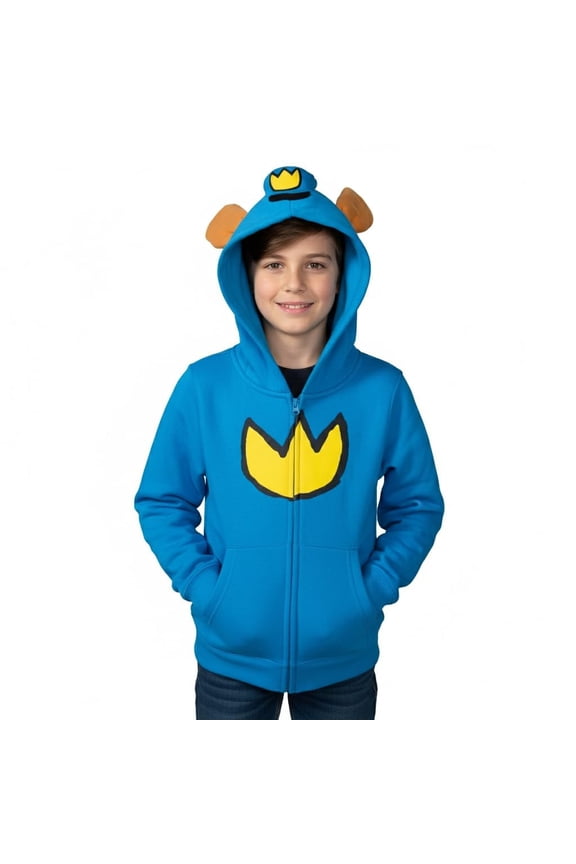 Dog Police Man Super Hero Youth Halloween Costume Hoodie with Ears and Attached Hat Kids Cosplay Zip Up Jacket (4)