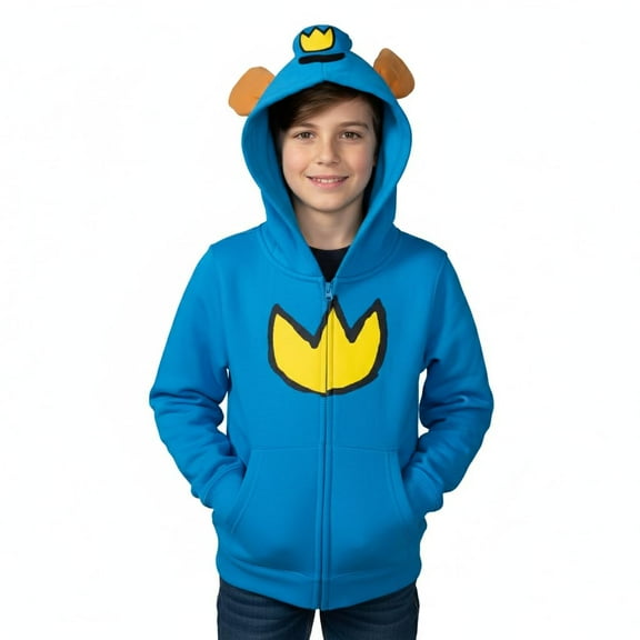 Dog Police Man Super Hero Youth Halloween Costume Hoodie with Ears and Attached Hat Kids Cosplay Zip Up Jacket (5/6)