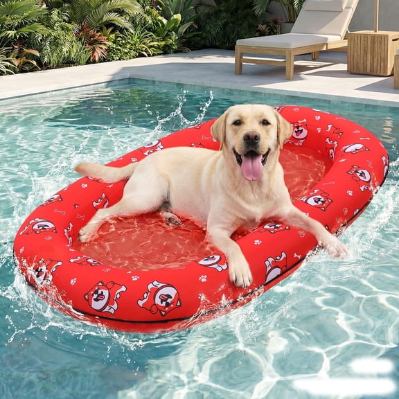 Dog Pool Float, Dog Floats for Large Dogs, Inflatable Dogs Raft for Pool, Lake & Beach, Durable Summer Outdoor Water Floatie for Pets Up to 195 Lbs