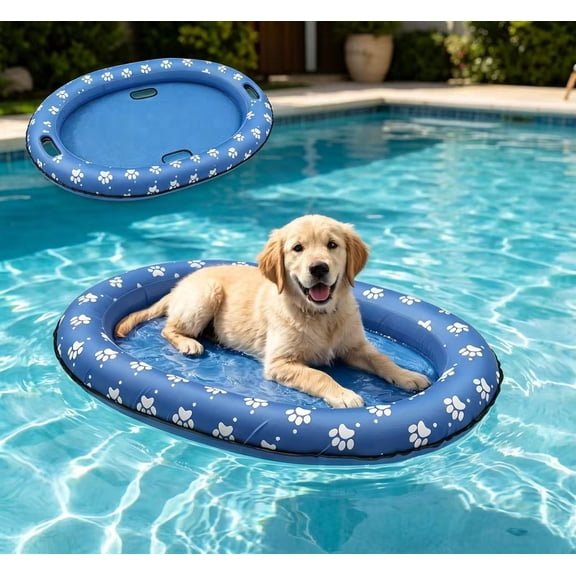 Gaoxin Inflatable Breathable Mesh Dog Pool Float, Heavy Duty Swimming Raft for Small/Medium Dogs, Summer Lake Beach, 35.43x25.59x4.72in