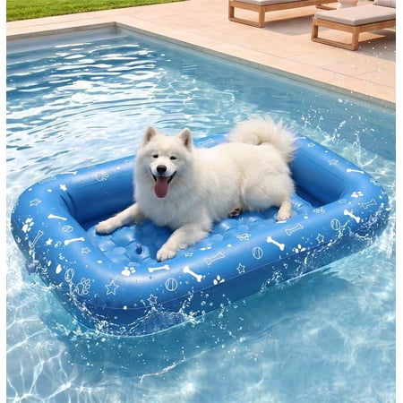 Dog Pool Float, Inflatable Pool Floats Raft for Dog Puppies up to 100 lb/45kg, Scratch Resistant & Durable, Easy Set up for Lake River Pool Swimming (59.05" x 35.43" x 5.9")