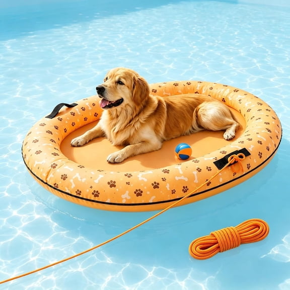 Dog Pool Float with Rope, 55" x 35" Inflatable Dog Floatie for Small Medium Large Dogs, for Pool and Beach Summer 80 LB