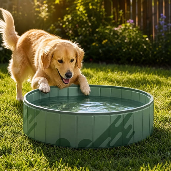 Dog Pool, Foldable Pet Swimming Pool, Leakproof PVC Portable Pet Bath Tub & Pools, for Outdoor Backyard Yard Beach Indoor Outside