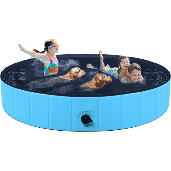 Dog Pool Foldable pet Pool Large Dog Swimming Pool pet Swimming Pool PVC Non-Slip Pool for All Kinds of Pets 63-12in