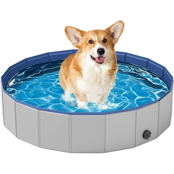Dog Pool for Small Dogs, Plastic Pool for Dogs, Dog Bathtub Portable, Foldable Pool for Dogs Slip-Resistant (32"x 8")