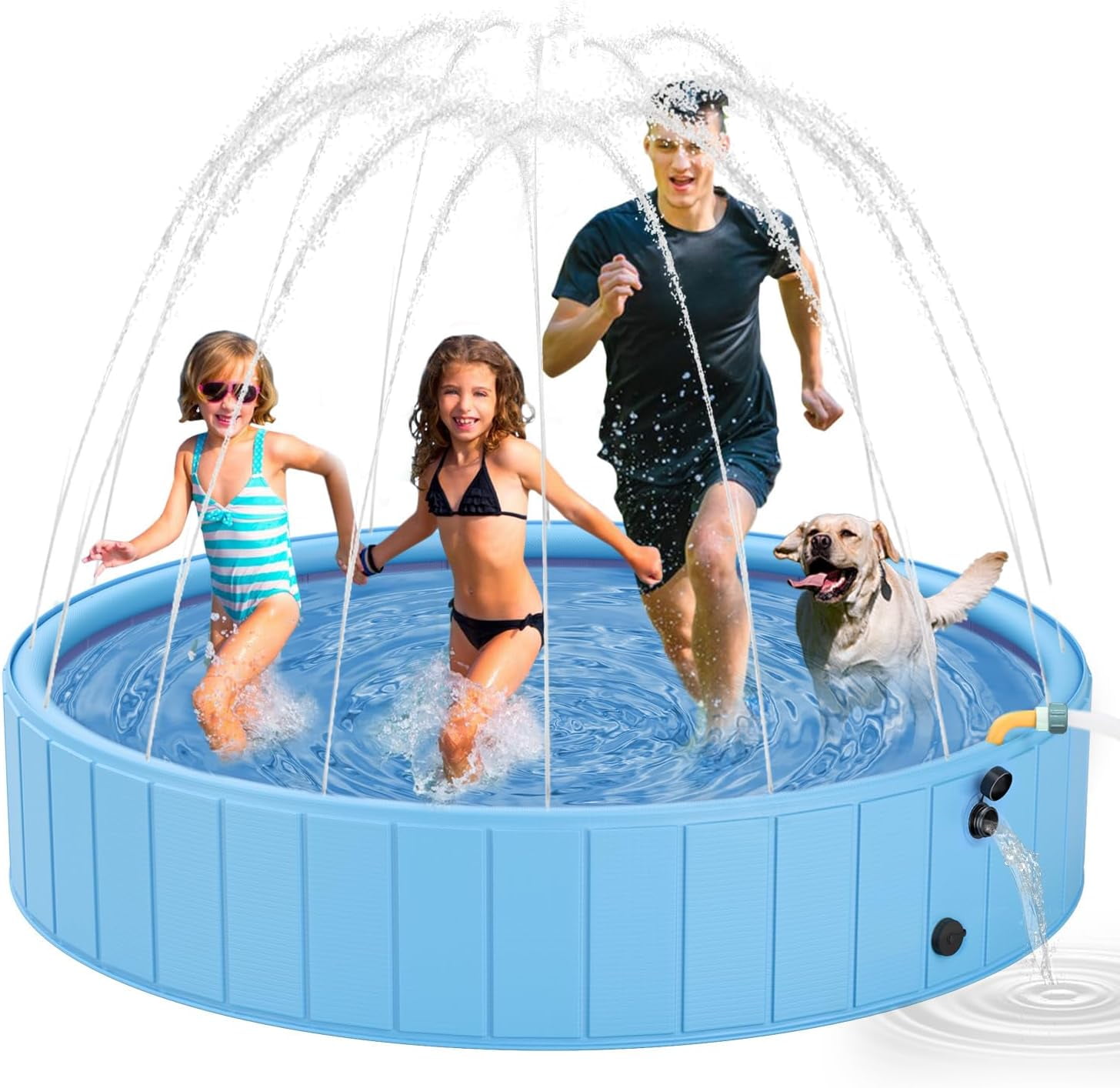 Dog Pools for Large Dogs, 2-in-1 Sprinkler Pool for Kids Non-Slip Dog Swimming Pool for Outdoor Backyard Kids Dogs Ducks and Pet Baths 70" x 12"