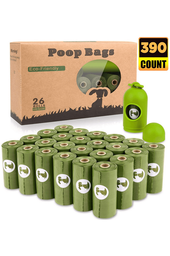 Dog Poop Bag 26 Rolls (390 Counts), Biodegradable Dog Waste Bags With 1 Free Dispenser, Eco-Friendly Leak Proof Pet Waste Disposal Refill Bags (Scented)