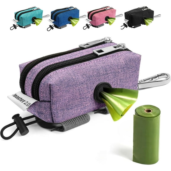 Dog Poop Bag Dispenser and Treat Holder for All Leashes. 2 Waterproof Pouches for Pet Waste Bags and Dog Walking Accessories   1 Free Roll. Leashrr 2.0