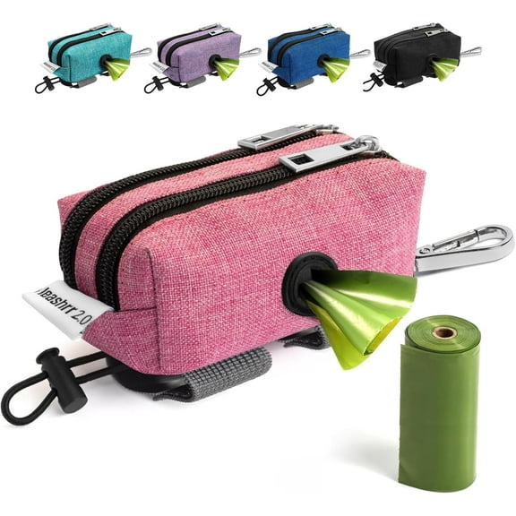 Dog Poop Bag Dispenser and Treat Holder for All Leashes. 2 Waterproof Pouches for Pet Waste Bags and Dog Walking Accessories   1 Free Roll. Leashrr 2.0