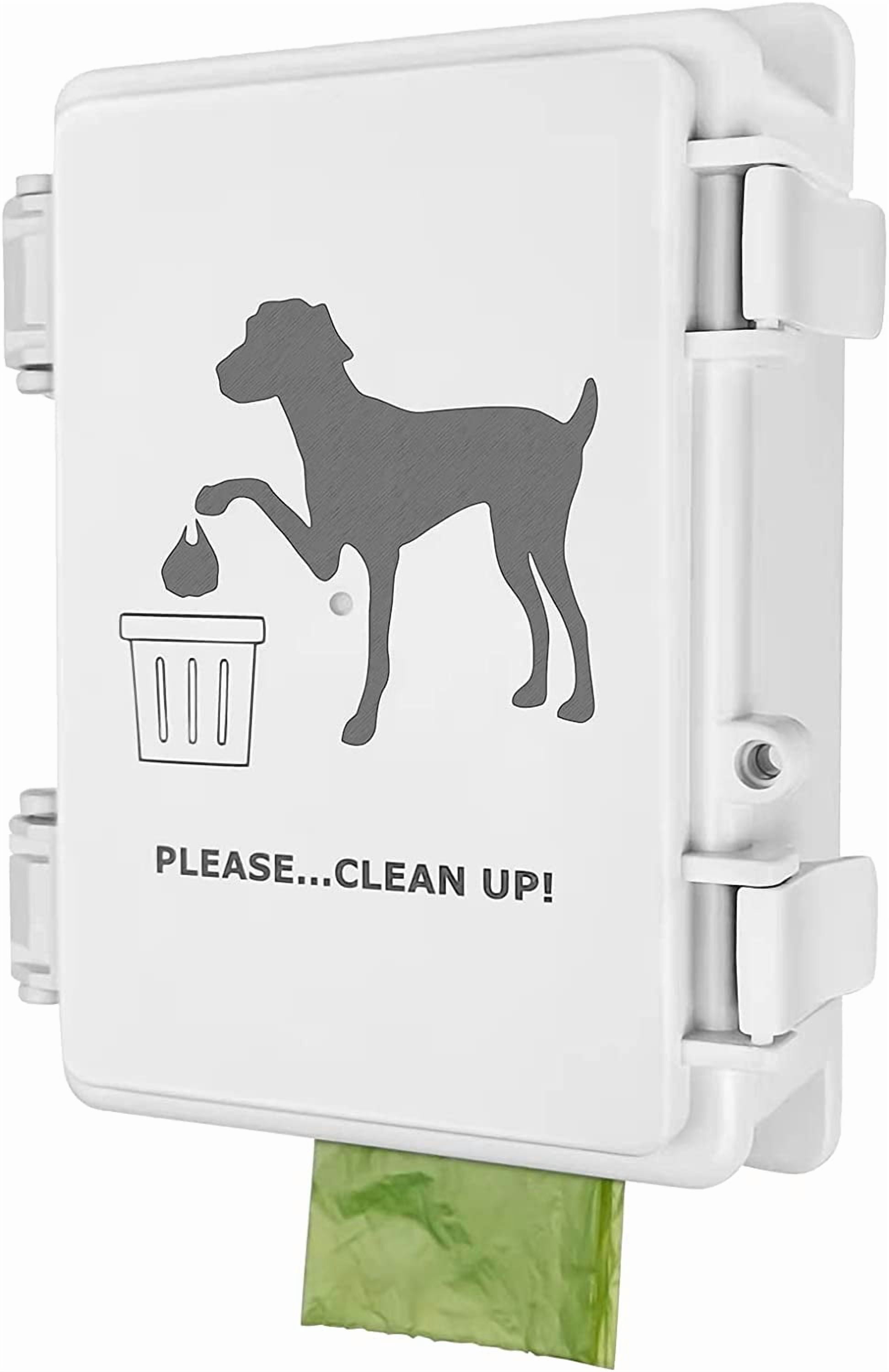 Dog Poop Bag Dispenser Wall Mounted Waterproof Outdoor Pet Waste Bags Station Stake Pole Fence fits Home Porch Back Yard (white only dispenser)