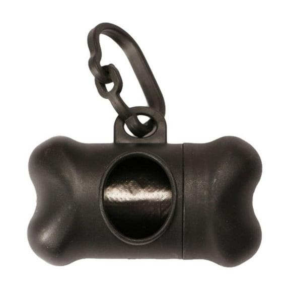 Dog Poop Bag Dispenser with Waste Bags - Cute Portable Pet Waste Clean Up Supplies for Dogs, Leash Clip On Design, Includes 15 Bags per Roll, Plastic (8cm x 4cm)