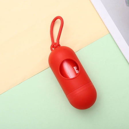 Dog Poop Bag Dispenser Waste Garbage Bags Carrier Holder With 1 Roll Bag - Red, New