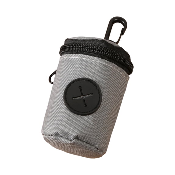 Dog Poop Bag Holder for Leash, Soft Fabric Doggie Waste Bag Dispenser with Carabiner Clip, Easy Release Fits Standard Poo Bags, Puppy Potty Carrier Zipper Pouch