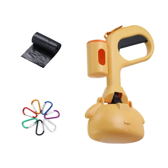 Dog Poop Bag Holder, Waste Dispenser for Leash, Portable Outdoor Walking, Includes Refill Roll, Durable Hard Shell with Hook Easy Dispense(9.4Inch,Yellow)