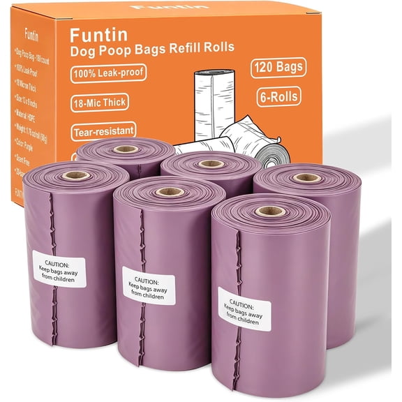 Dog Poop Bags, 120ct Extra Thick 1.8mil Unscented Waste Bag Rolls
