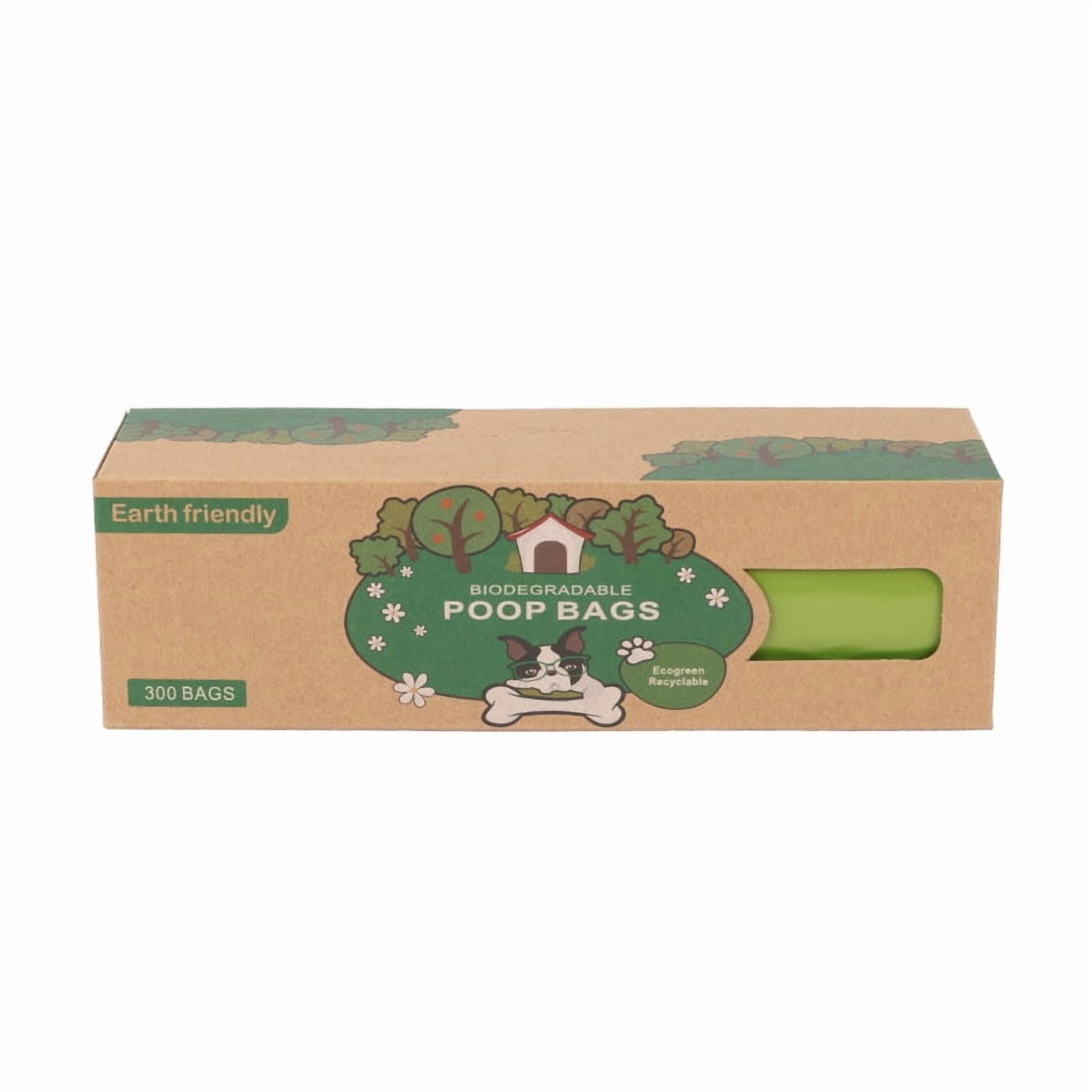 Dog Poop Bags with Dispenser Box, 300 Count Large Single Roll, Extra Thick 1.5 Microns Leak-Proof Pet Waste Bags, Sustainable HDPE Doggy Bags for Large & Small Breeds, 9" x 13" Heritage Forest Green