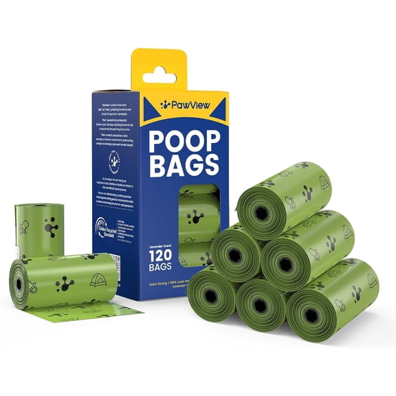 Dog Poop Bags, Leak Proof and Extra Thick Poop Bag Rolls for Dogs, Lavender Scented, 8 Rolls 120 Count