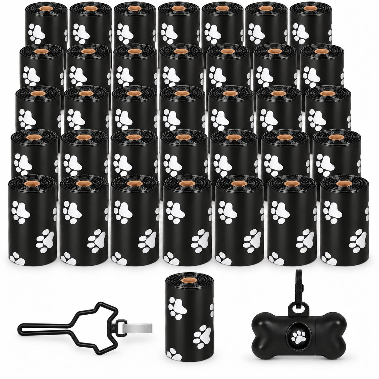 Dog Poop Bags, 540 Count, 36 Rolls with Dispenser and Hands-Free Carrier, Black