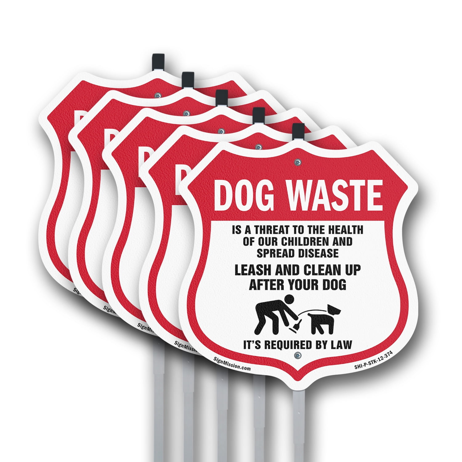 Dog Waste Sign - 18x24 Inches, Aluminum, Reflective, Fade Resistant - "Dog Waste Is A Threat... Leash & Clean Up" - View #5